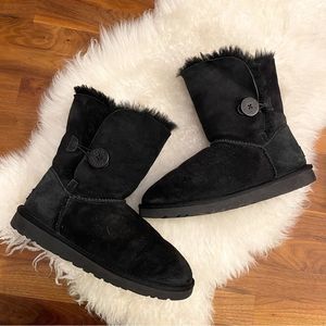 UGG Black Winter Rain Boots Plush Lining